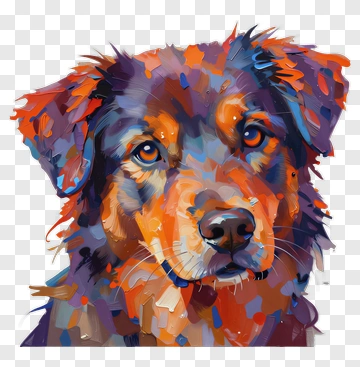 Portrait Of A Dog In Vibrant Colors PNG