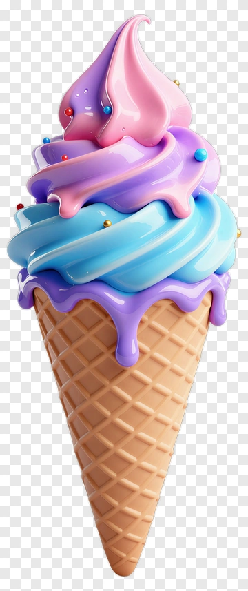 Pastel Ice Cream Cone PNG