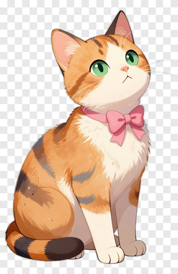 Adorable Calico Cat With Pink Bow PNG