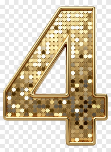 Golden Number Four PNG