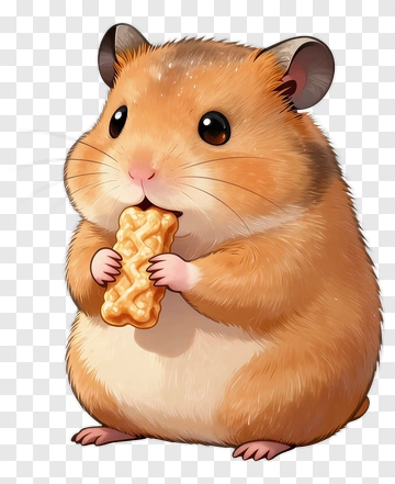 Cute Hamster Eating Bone-Shaped Biscuit PNG