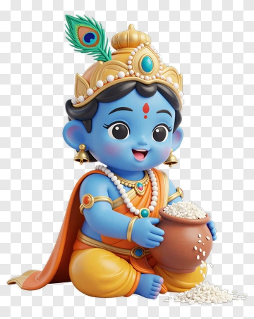 Blue-skinned Krishna With Peacock Feather PNG