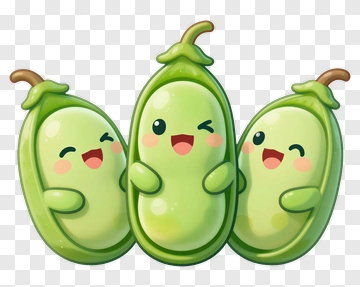 Three Happy Pea Characters PNG