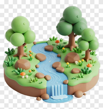 Miniature Forest Stream Scene PNG