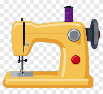 Yellow Sewing Machine With Purple Thread PNG
