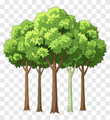Cartoon Trees With Green Canopies PNG
