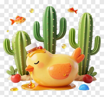 Honey Chicken With Cactus And Fish PNG