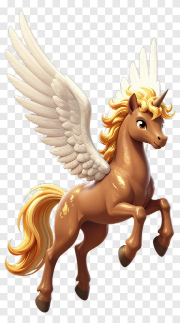 Winged Unicorn With Golden Mane PNG
