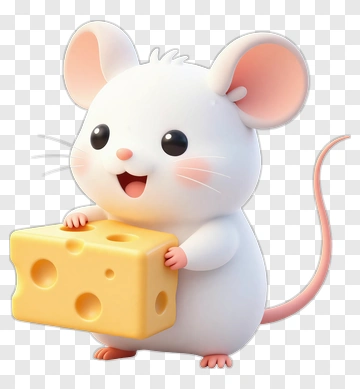 Cute Mouse Holding Cheese PNG