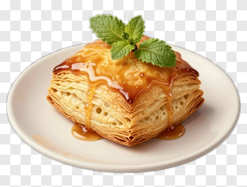 Caramel Pastry With Mint PNG