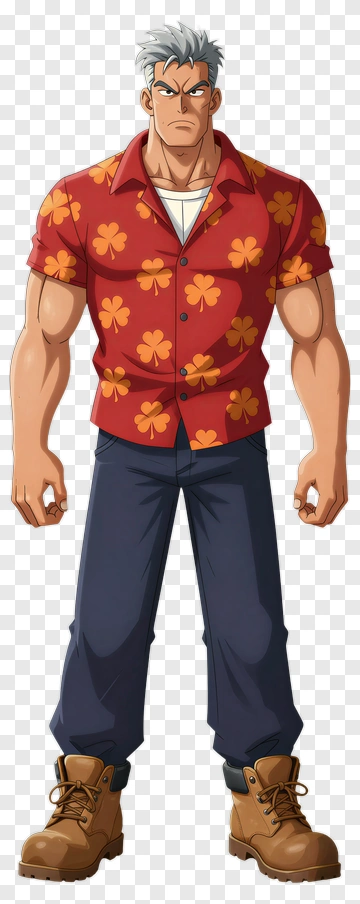 Anime Man In Red Shirt PNG