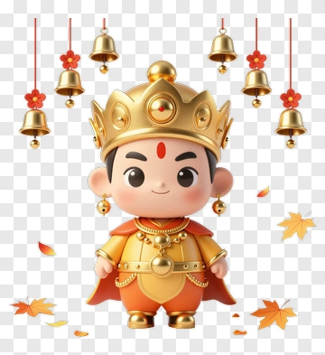 Cartoon God Figure With Golden Crown PNG