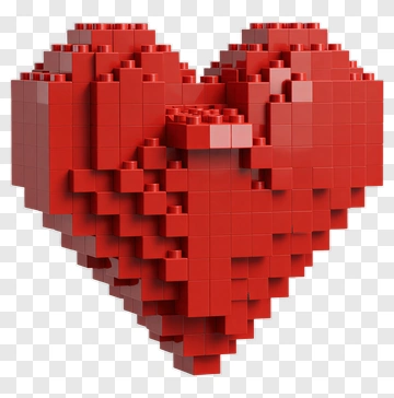 Red Heart Made Of Blocks PNG