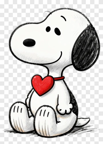 Snoopy Wearing A Red Heart Collar PNG