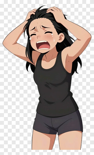 Anime Woman Crying In Distress PNG