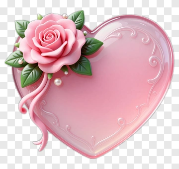 Pink Heart With Rose Ornament PNG