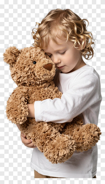 Child Hugging Teddy Bear PNG