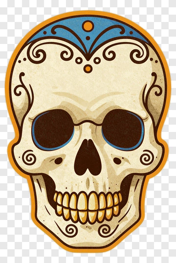 Decorated Skull With Ornate Patterns PNG