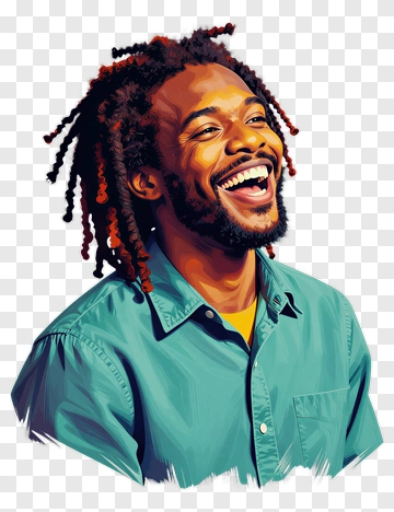Laughing Man With Dreadlocks PNG