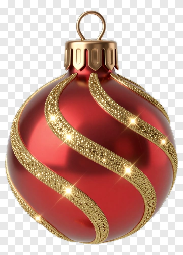 Red Christmas Ornament With Gold Glitter PNG