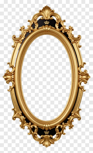 Ornate Gold Mirror Frame With Black Accents PNG