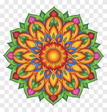 Colorful Mandala With Floral Design PNG