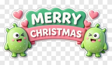 Merry Christmas With Green Monsters PNG