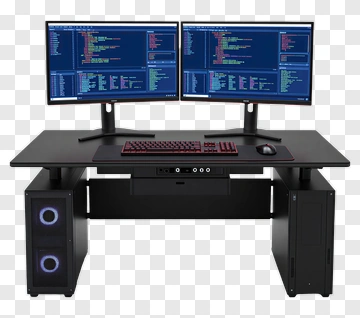 Modern Computer Setup With Dual Monitors PNG
