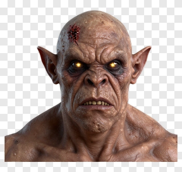 Goblin With Scar And Yellow Eyes PNG
