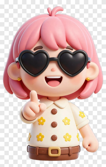 Happy Pink-Haired Girl In Sunglasses PNG