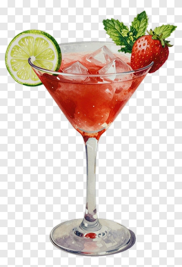 Refreshing Strawberry Lime Cocktail PNG