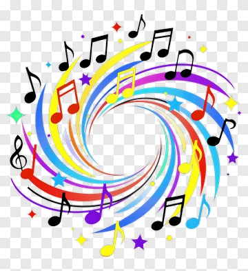 Colorful Musical Notes Swirling PNG