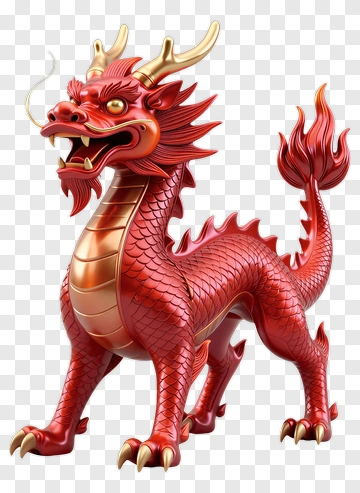 Red Dragon With Golden Accents PNG