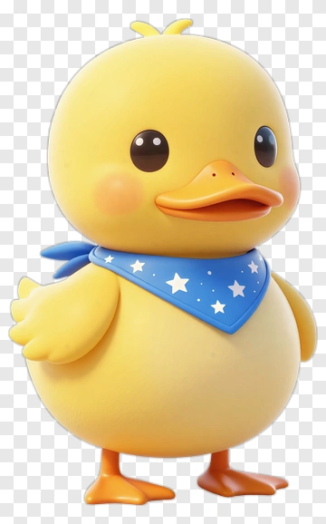 Cute Yellow Cartoon Duck With Star Bandana PNG