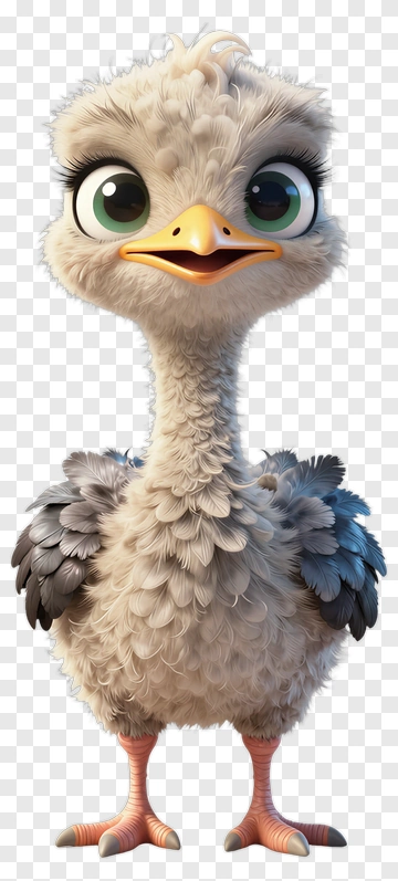 Cute Cartoon Ostrich Chick PNG