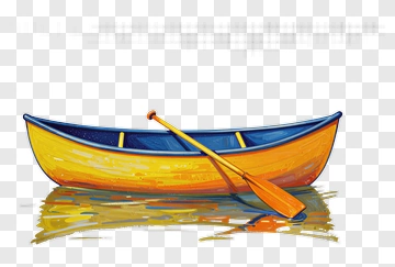 Yellow And Blue Boat With Oar PNG