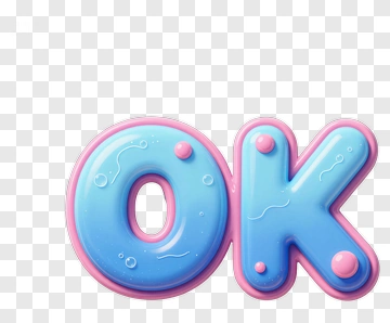 Cartoon 3D OK Letters PNG