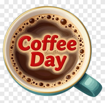 Coffee Day In A Blue Cup PNG