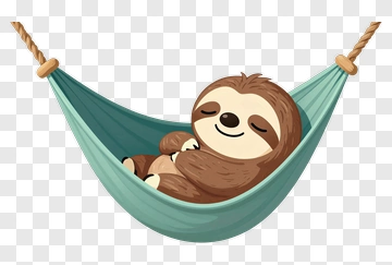 Cute Sloth In Hammock PNG