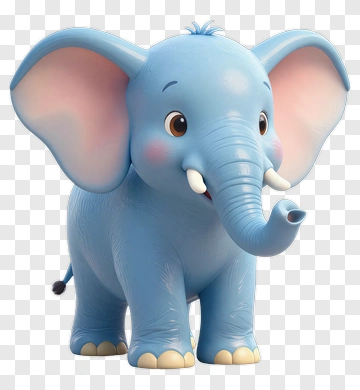 Blue Cartoon Elephant PNG
