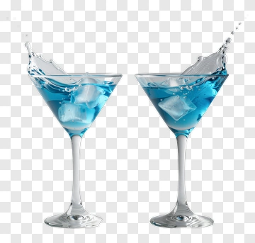 Blue Cocktail With Ice Cubes PNG