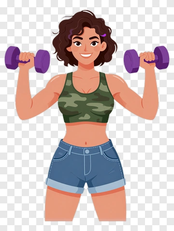 Woman Lifting Dumbbells For Fitness PNG
