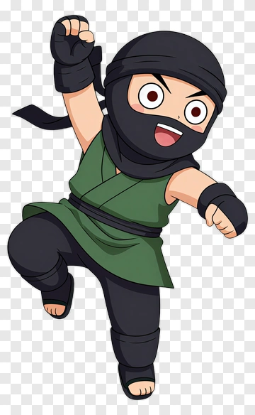 Cartoon Ninja In Action PNG