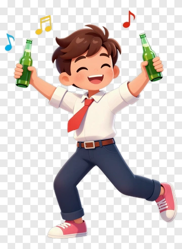 Happy Boy Dancing With Beer Bottles PNG