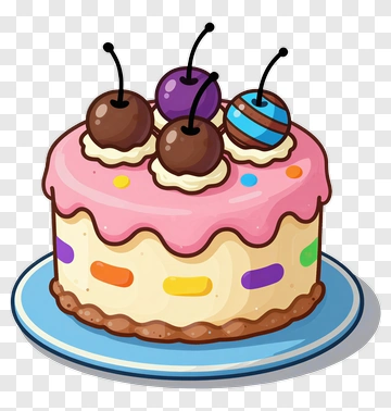 Pink Frosted Cake With Cherries And Lollipops PNG