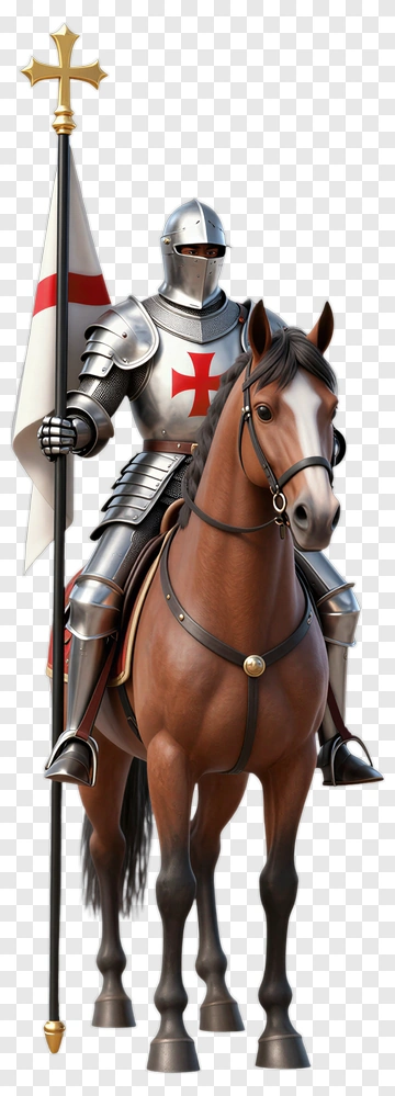Knight On Horseback With Flag PNG