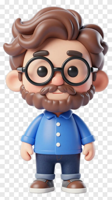 Cartoon Character With Glasses And Beard PNG