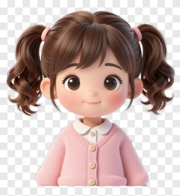 Cute Cartoon Girl With Pigtails PNG