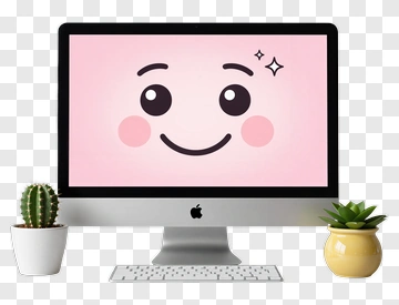 Smiling Face On Computer Monitor PNG