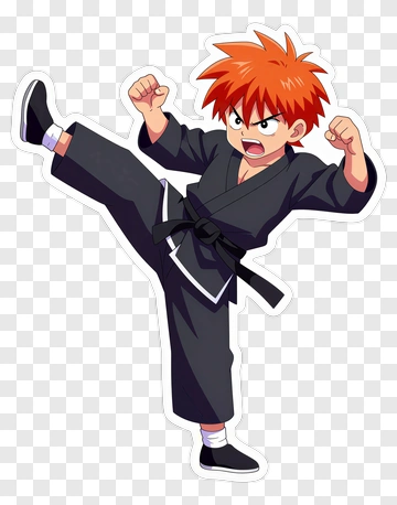 Anime Boy In Karate Fighting Pose PNG